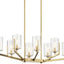 Candelabro ovalado 14.75pulg 8 luces vidrio latón