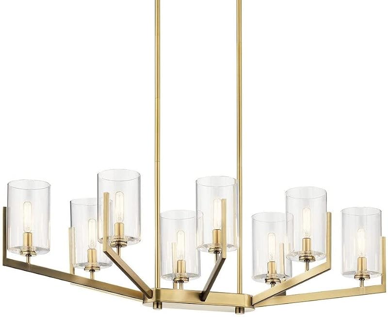 Candelabro ovalado 14.75pulg 8 luces vidrio latón