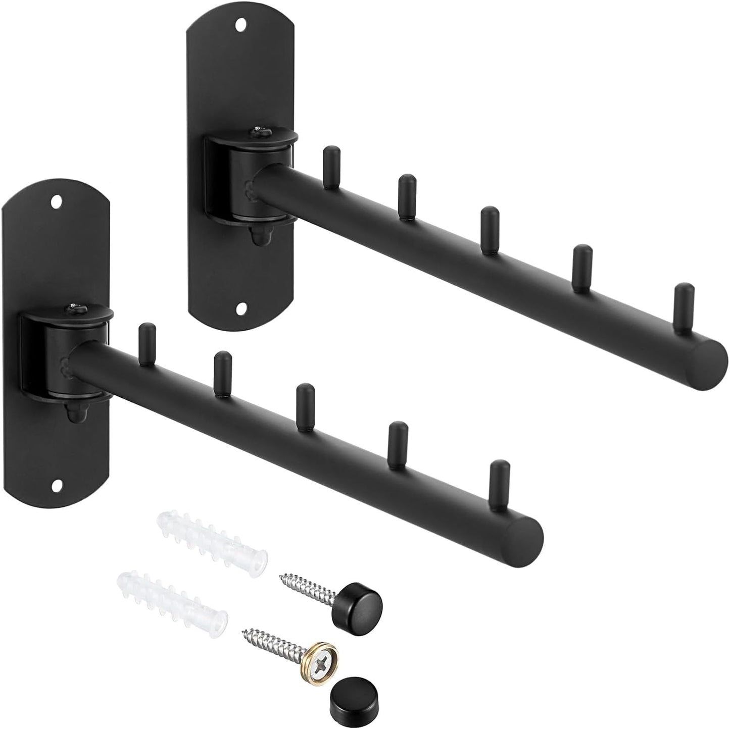 Perchero pared acero inox 2 pzas brazo oscilante color negro