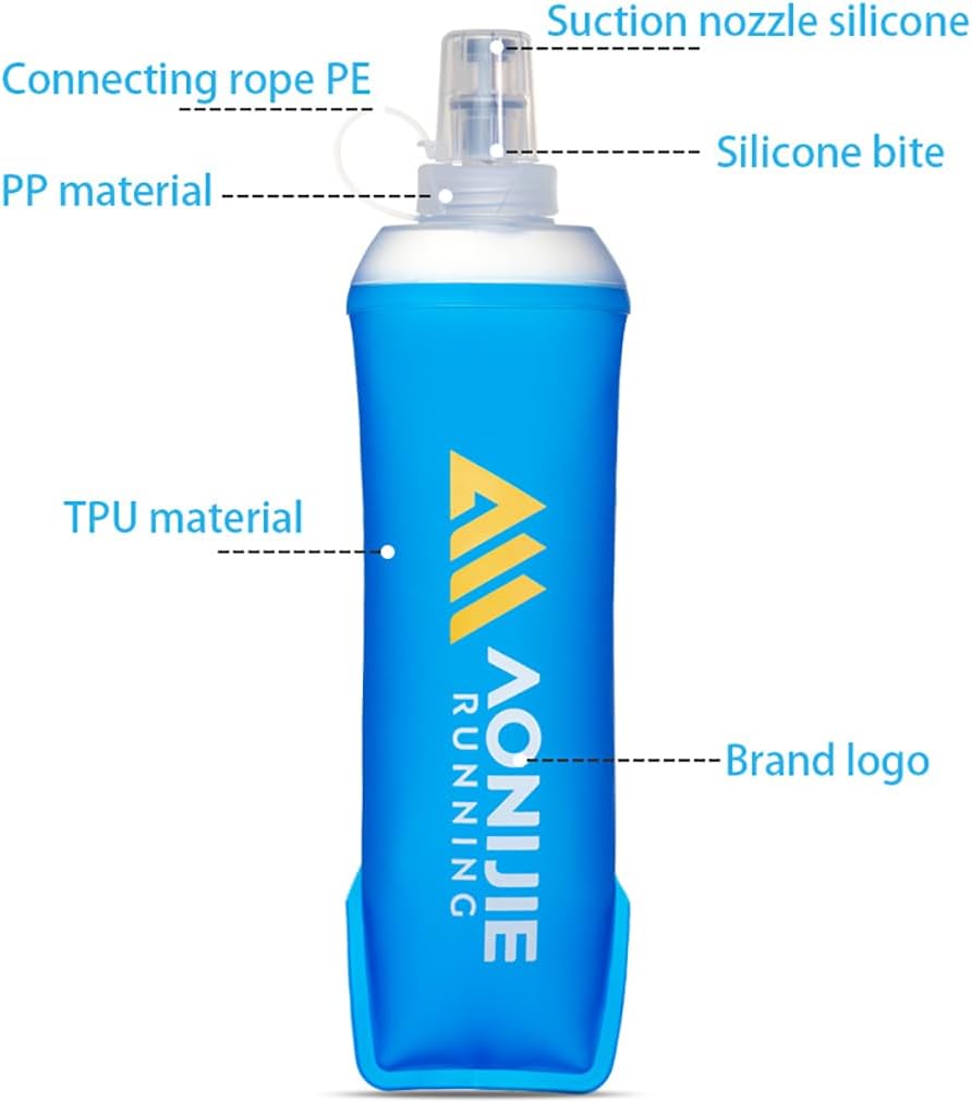 Botella agua TPU plegable sin BPA amplia apertura deporte