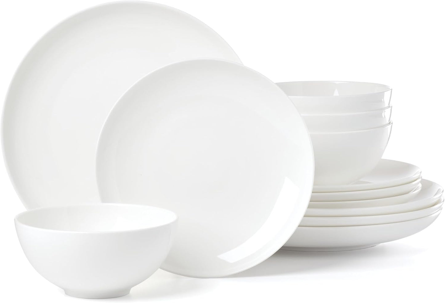 Juego 12 Pzas Servicio 4 Porcelana Hueso Apto Lavavajillas