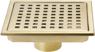 Desagüe ducha cuadrado 6pulg acero inox SUS304 cepillado dorado