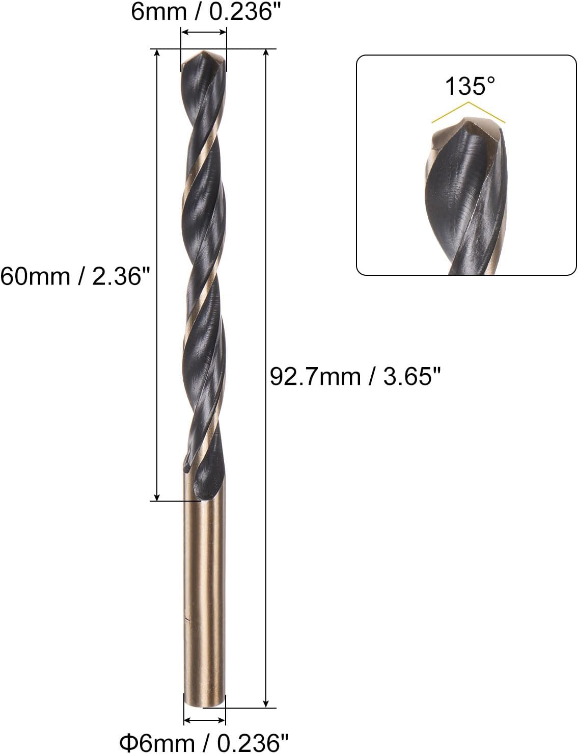 Brocas helicoidales HSS 6mm para acero inox y aluminio