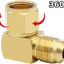 Codo 90° para calentador gas 3/8pulg conector latón 3/8pulg set 2