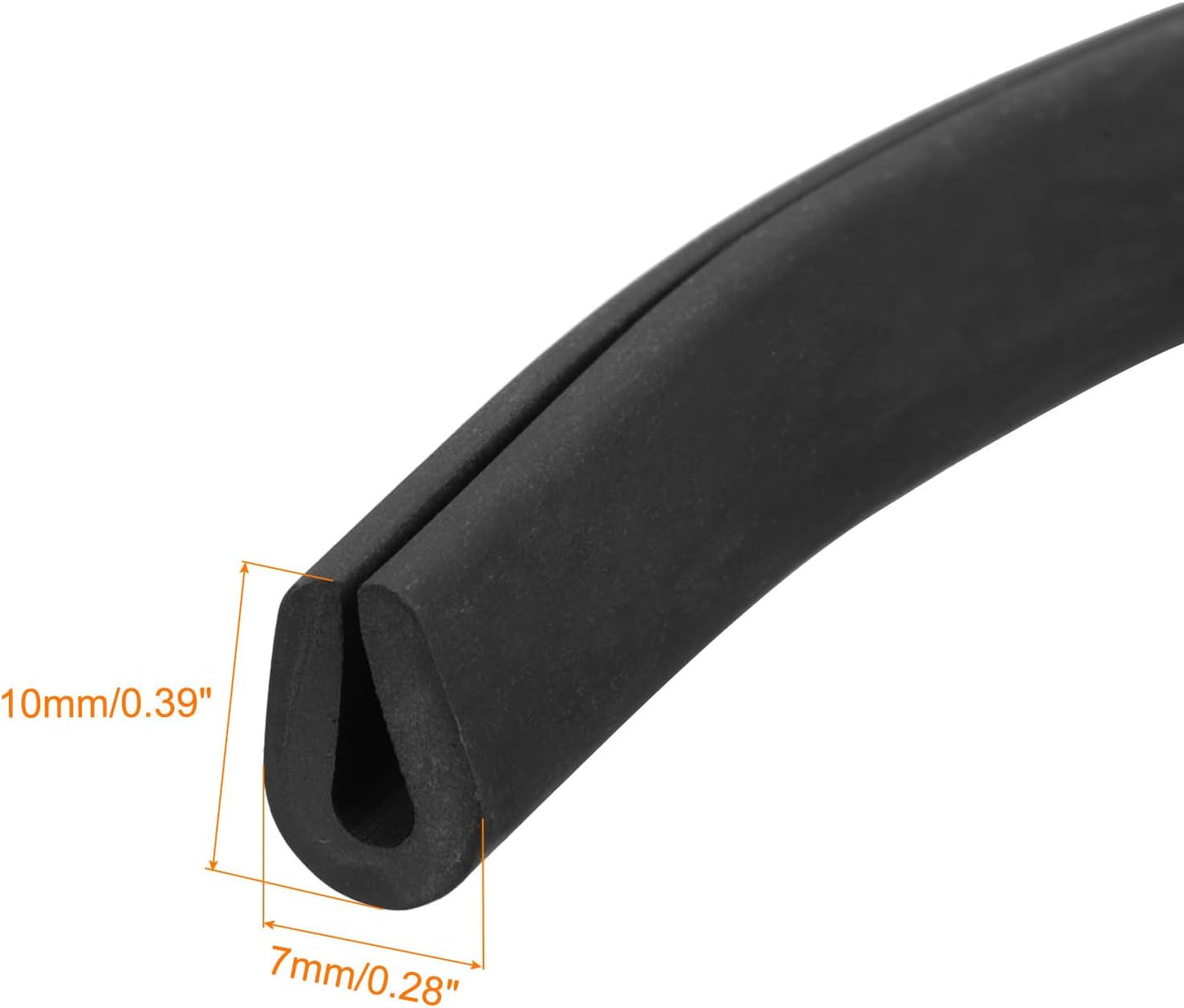 Borde en U goma redondo 13.1ft 0.118pulg negro
