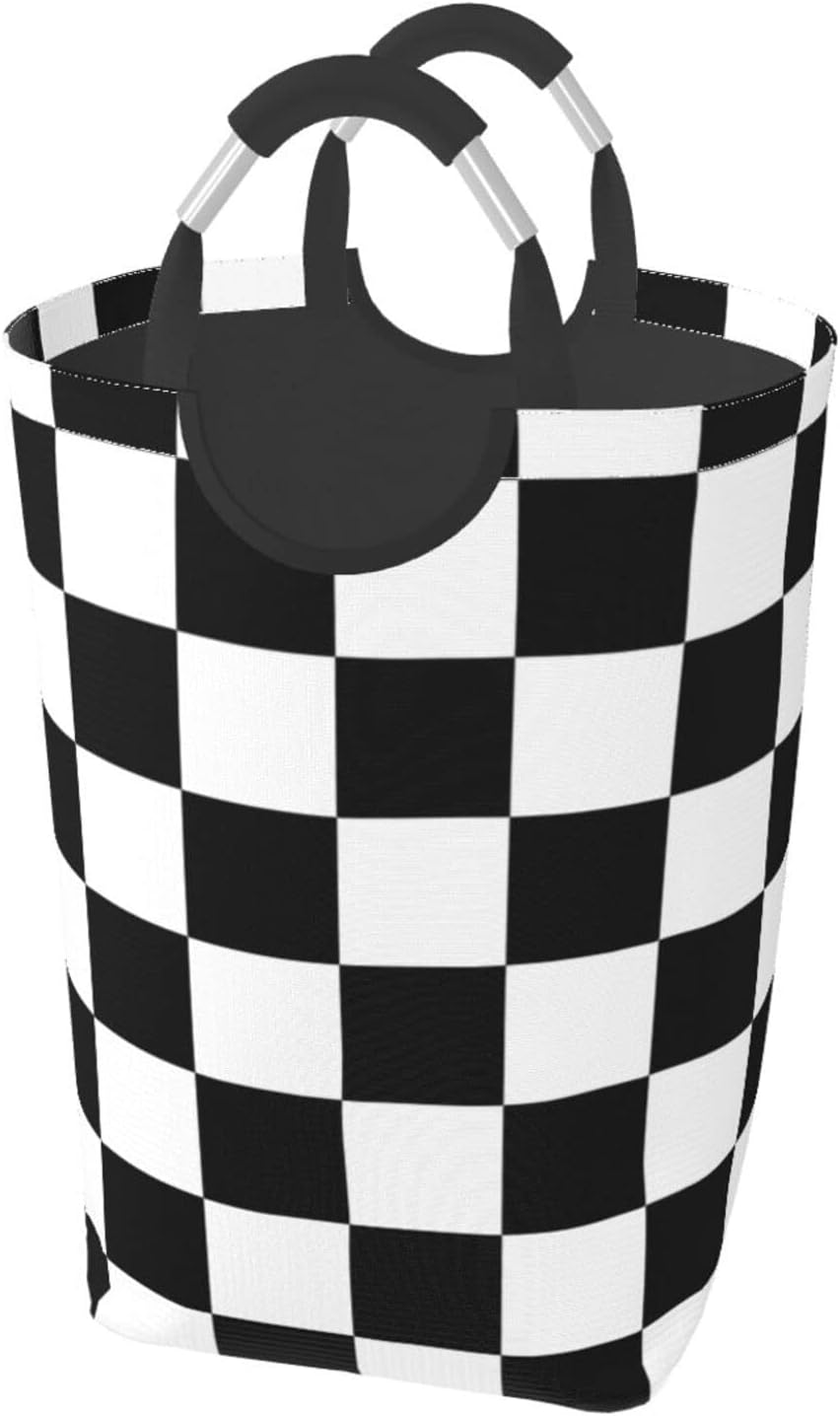 Cesta ajedrez cuadros blancos y negros plegable para hogar