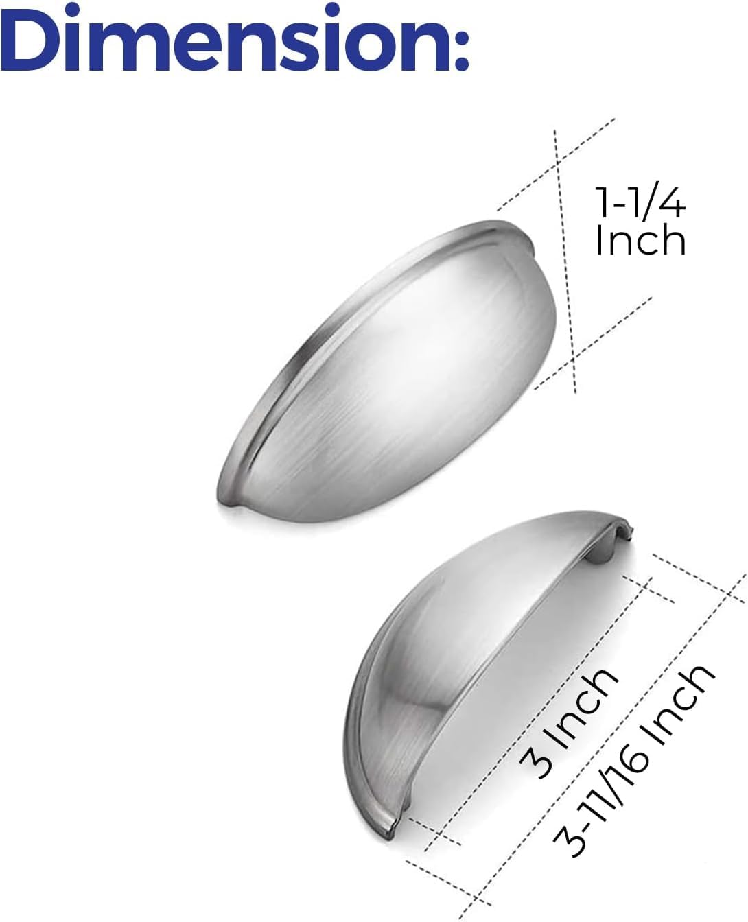 4 Pomos Níquel Cepillado Cajón Cocina 3pulg