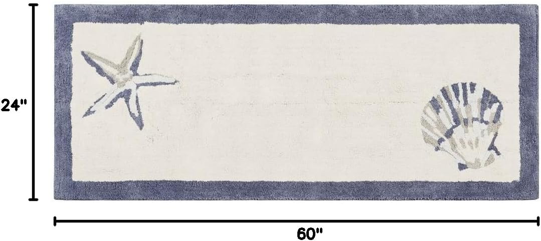 Alfombra baño algodón antiderrap conchas marinas 24x60"