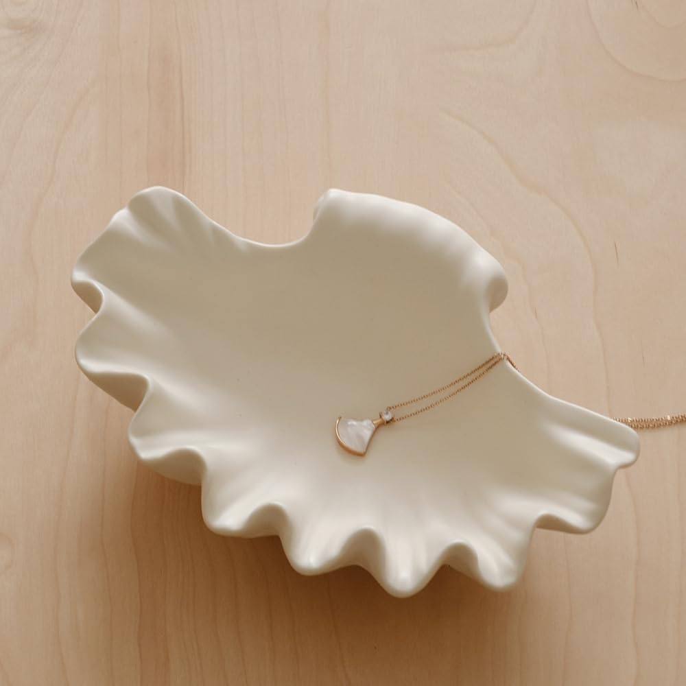 Cuenco cerámica decorativo para anillos y baratijas crema