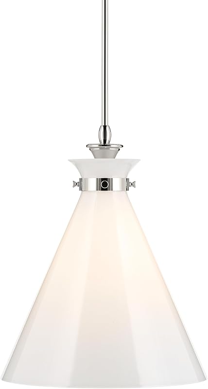 Laria Colgante 1 Luz Cristal Opalo Niquel 19x16pulg