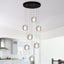 Candelabro cristal negro 7 luces colgante 59pulg moderno