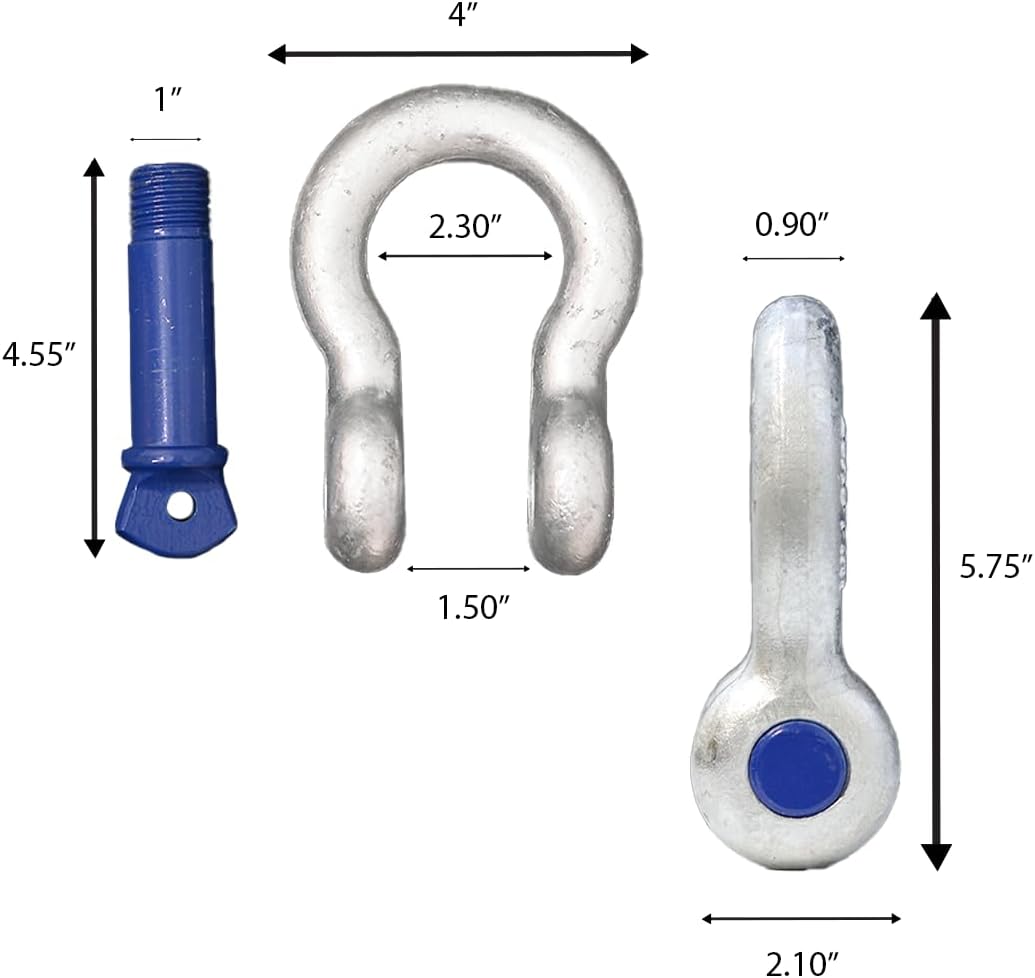Grillete anclaje forjado 7/8pulg acero resistente 6.5