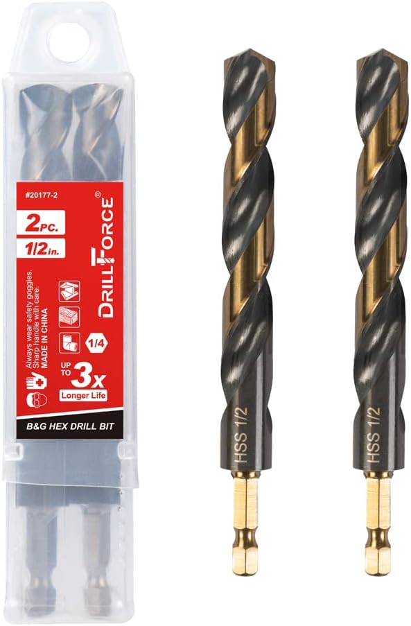 Set 2 Brocas Hex Impacto 1/2pulg HSS Black Gold
