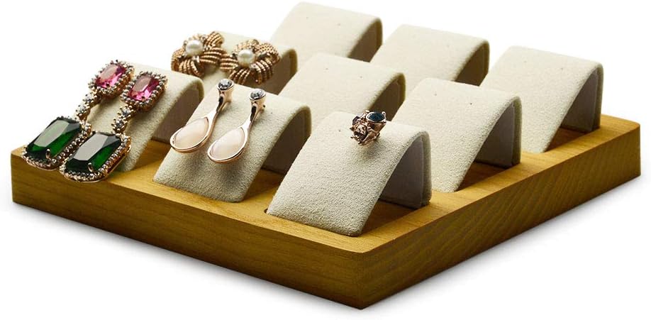 Soporte joyas madera maciza escaparate blanco crema
