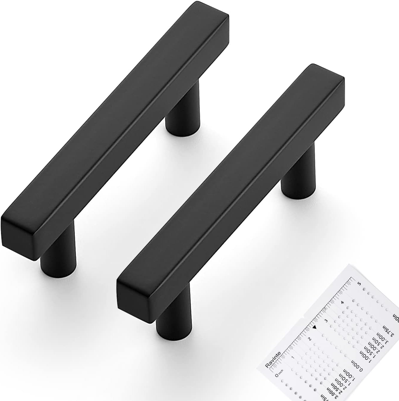 5 Tiradores Gabinete Negro Mate 2.5pulg con Plantilla