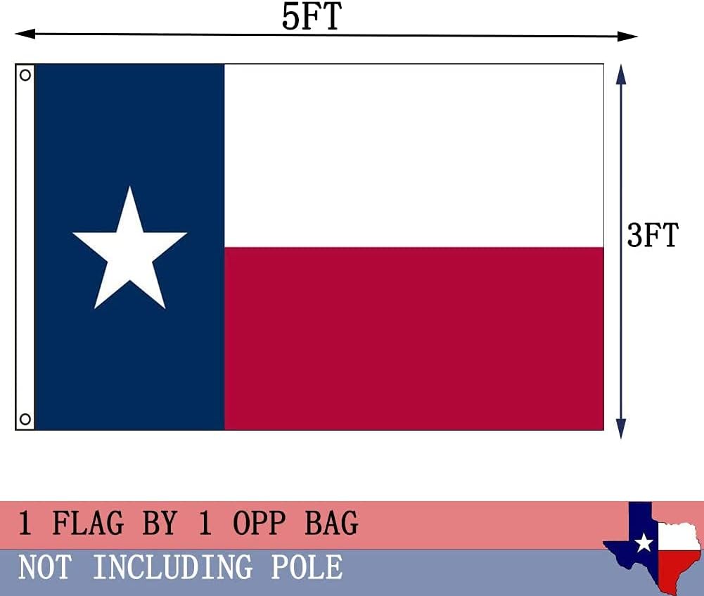 Bandera Texas 3x5ft 2 ojales latón poliéster rojo azul blanco