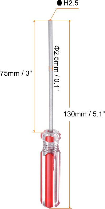 2 Destornilladores Hex Magnéticos H2.5 Acero Rojo