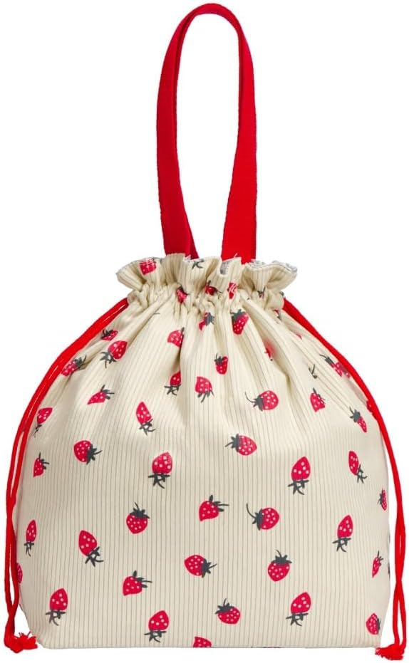 Bolsa almuerzo retro pana con cordón texturizada suave fresa