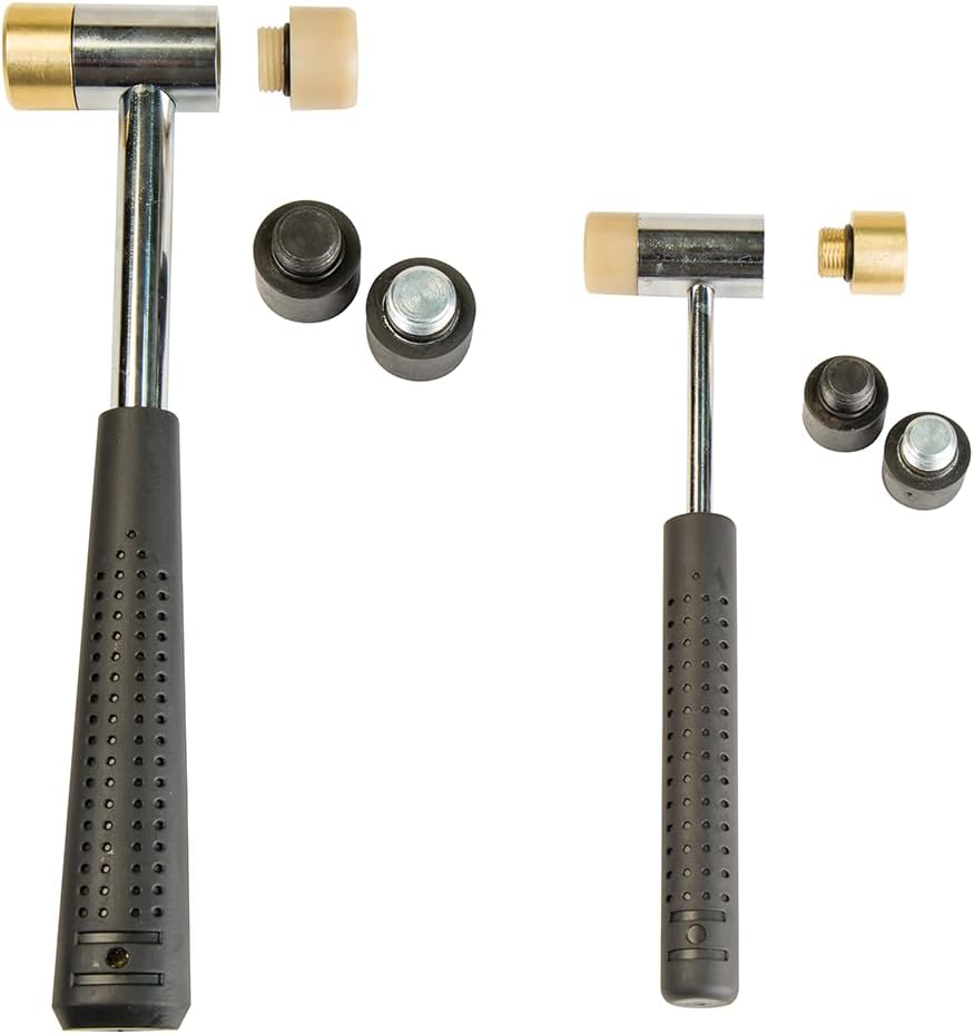Set martillos intercambiables con cabezales metal latón goma