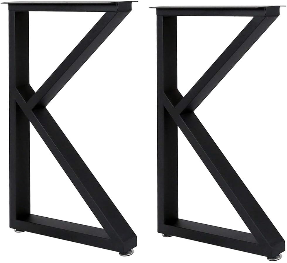 Patas mesa forma K 28pulg negras industriales set 2