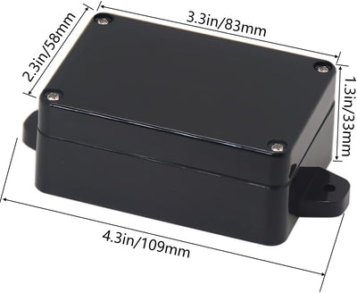 Caja conexión IP65 plástico ABS universal 3.27x2.28pulg negro set 4