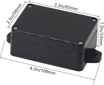 Caja conexión IP65 plástico ABS universal 3.27x2.28pulg negro set 4