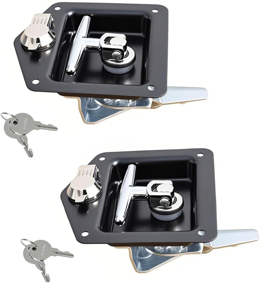 Pestillo T puerta camión acero inox 2 Pzas negro