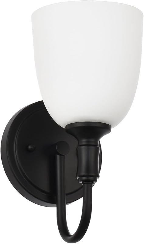 Aplique pared vintage 1 luz vidrio esmerilado negro