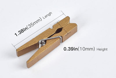 50 Pinzas Madera Dorado Mini para Fotos Arte Manualidades