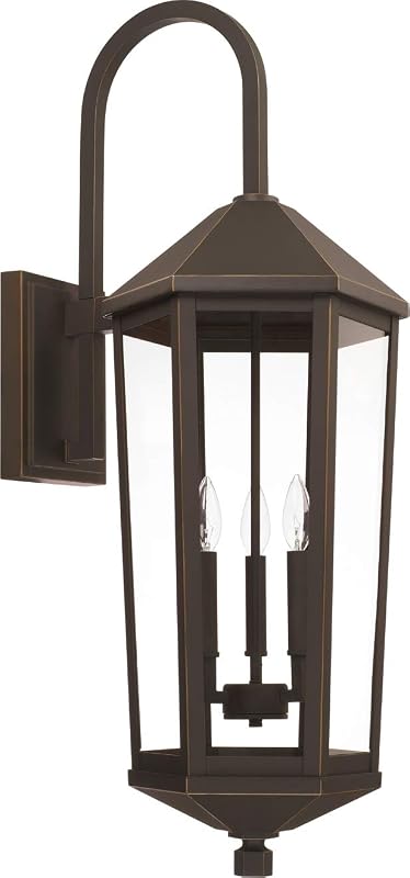 Aplique pared cristal transparente 3 luces 36x13pulg bronce