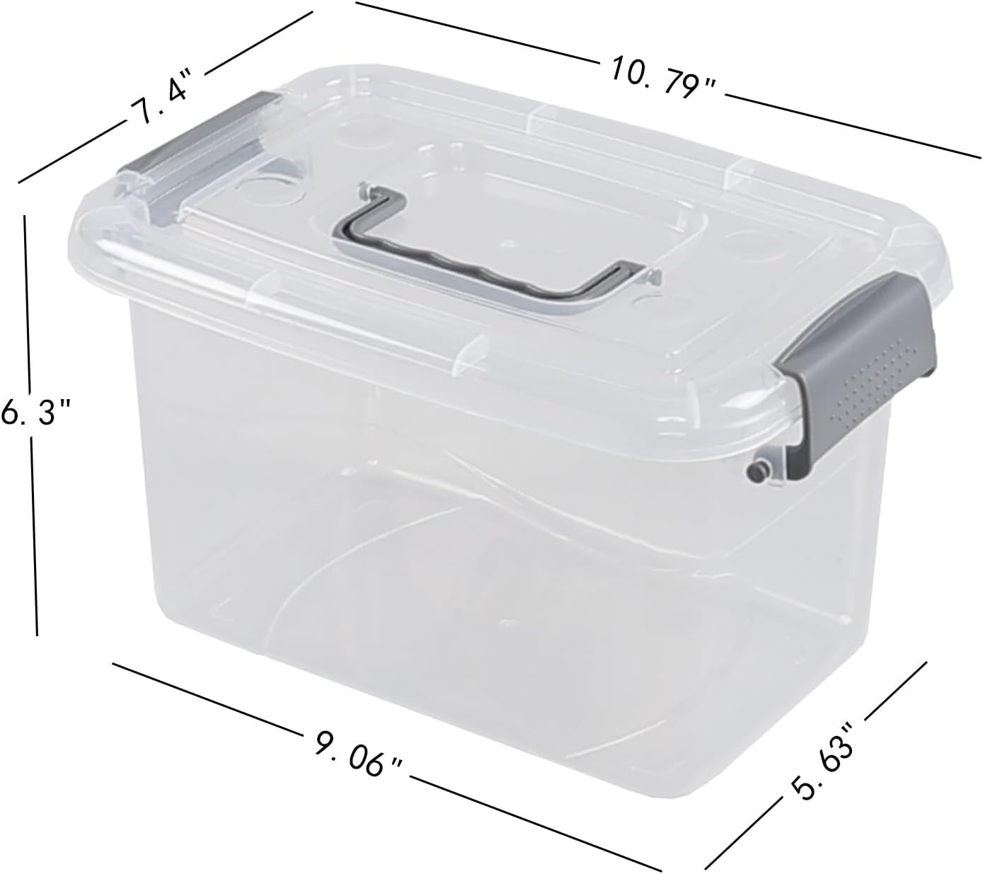 4 Cajas Almacenamiento Plástico 5qt Transparente con Asa