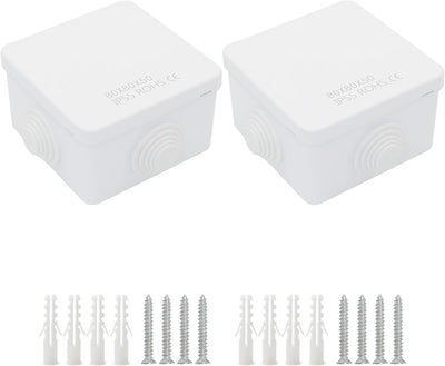 Caja eléctrica plástico ABS IP55 3.1x3.1x1.9pulg color blanco set 2