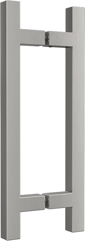 Manija ducha cuadrada acero inox 20cm para vidrio 6-12mm
