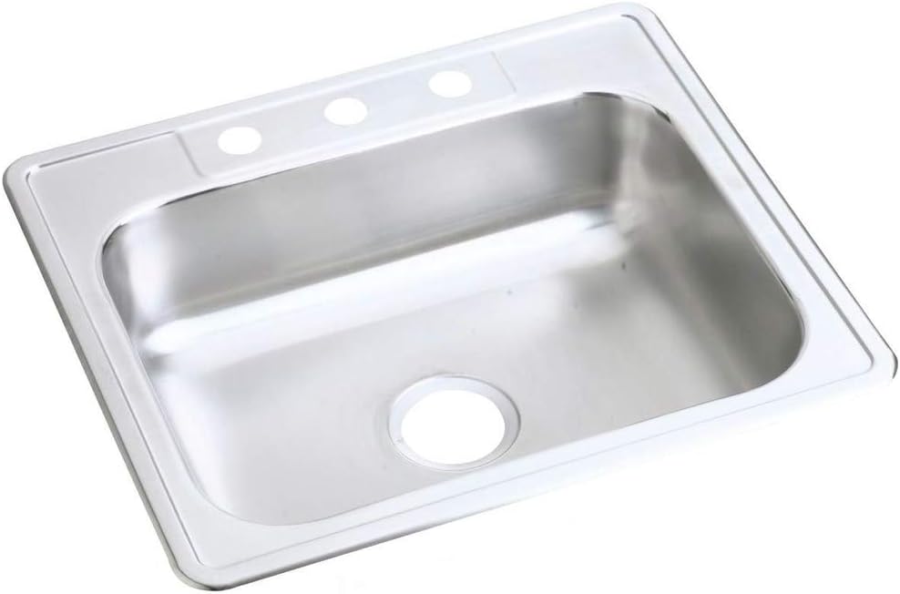 Fregadero acero inox 25x21pulg tazón único montaje superior