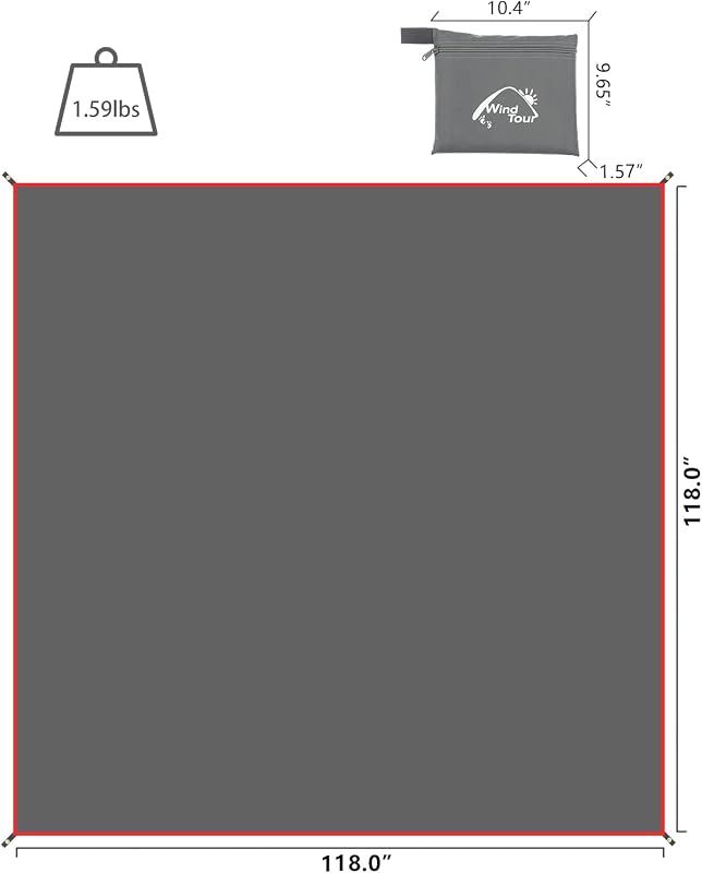 Lona portátil para camping senderismo 118x118pulg con bolsa