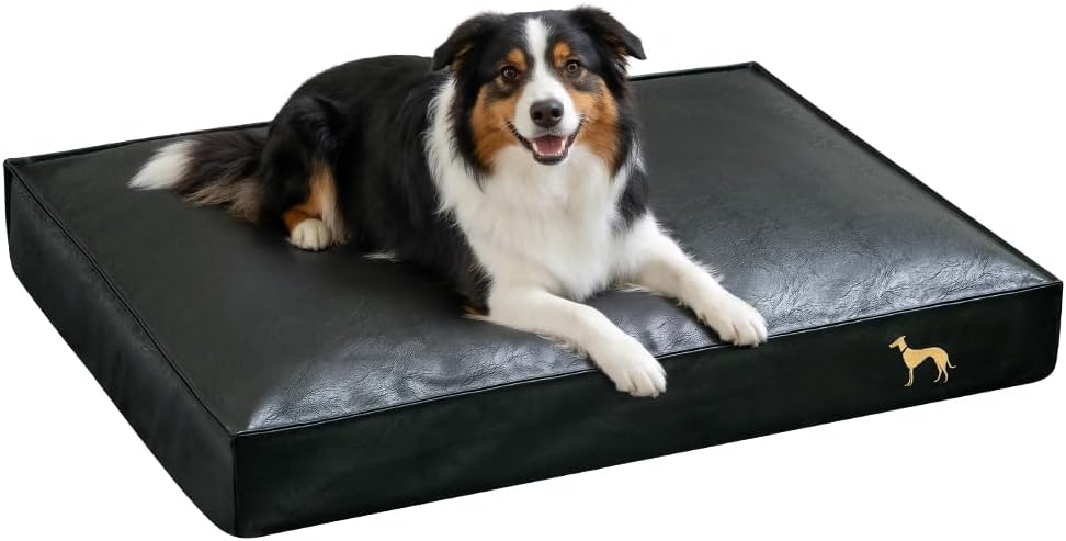 Cama ortopédica perros funda sintética lavable negro 35.4x27.5x4pulg