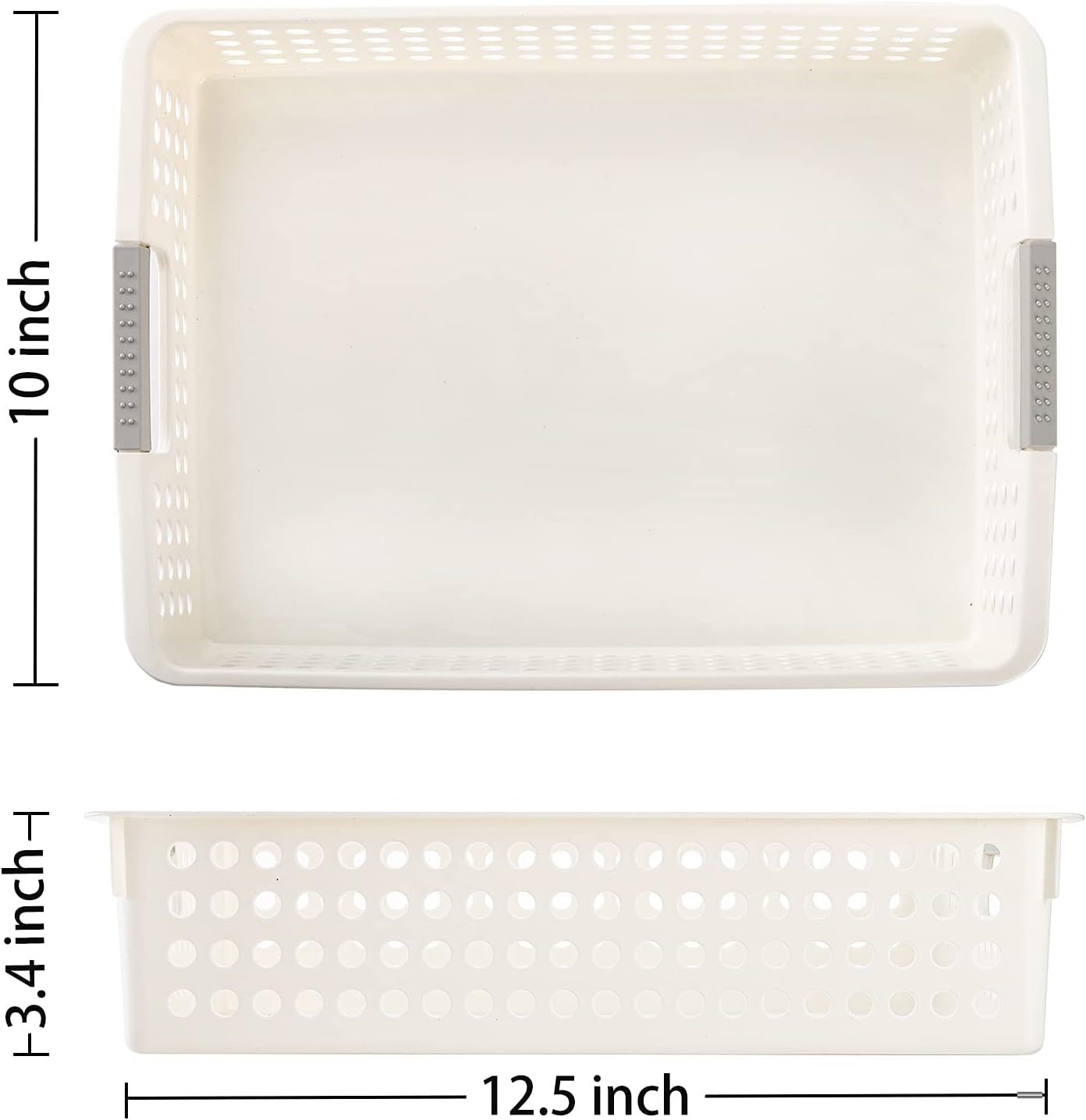 4 Cestas Almacenamiento Plástico A4 14x10" Blanco