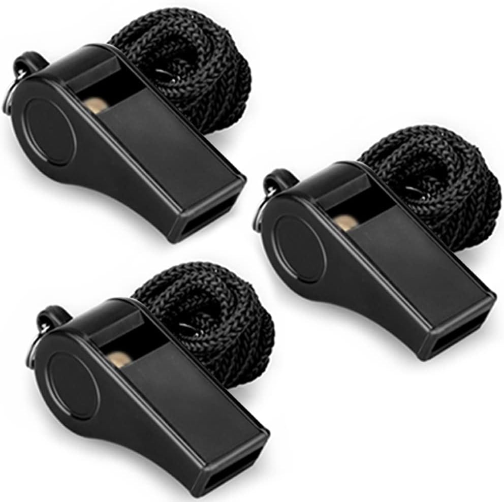 3 Pack Silbato Deportivo Plástico con Cordón Sonido Fuerte