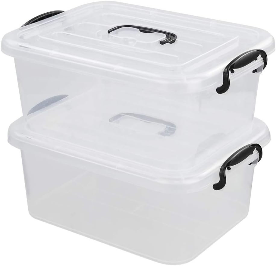 Caja plástico 8L transparente con tapas set 2