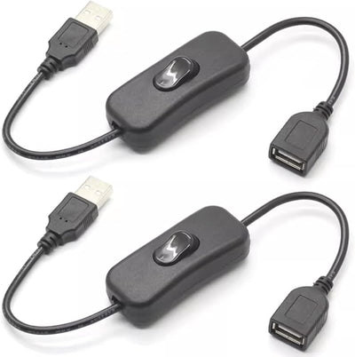 2 Cables USB 1pie con interruptor para LED grabadora ventilador