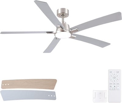 Ventilador techo 60pulg níquel cepillado 5 aspas motor CC