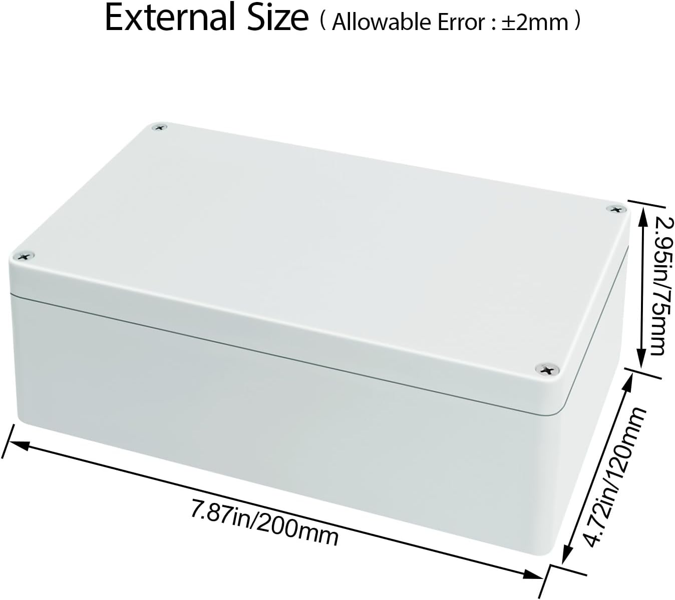 Caja eléctrica IP65 plástico 7.87x4.72x2.95 pulg