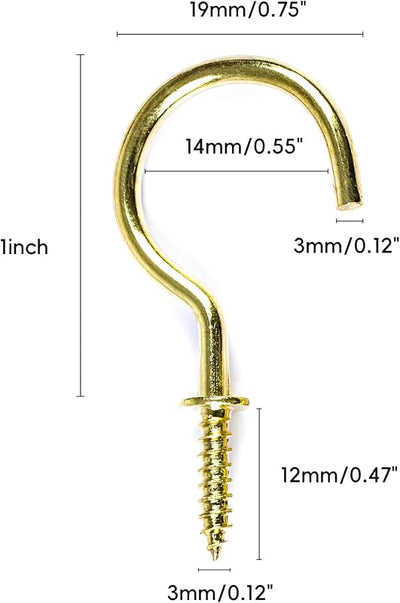 100 Ganchos Techo 1pulg Dorado