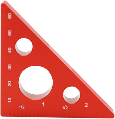 Regla triangular aluminio 45 grados 2.559pulg rojo