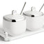 Azucarero cerámica set 2 con bandeja cuchara tapa plateado