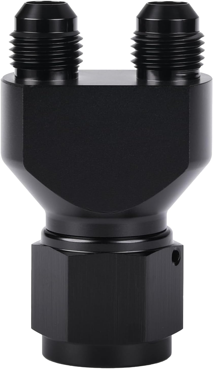 Adaptador tubería combustible aluminio negro 10AN a 6AN
