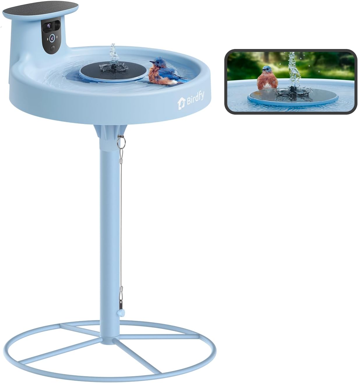 Baño inteligente para pájaros con cámara solar doble lente