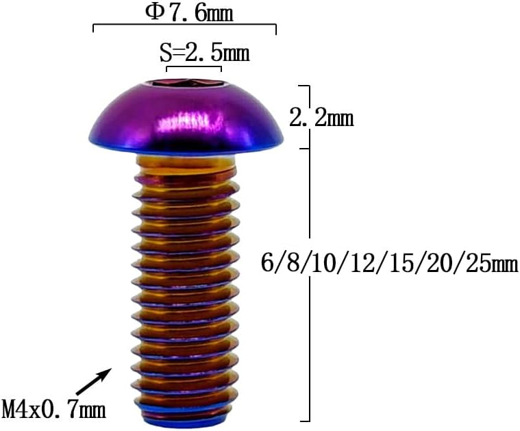 Tornillos titanio cabeza botón cavidad hexagonal azules 5 pzas