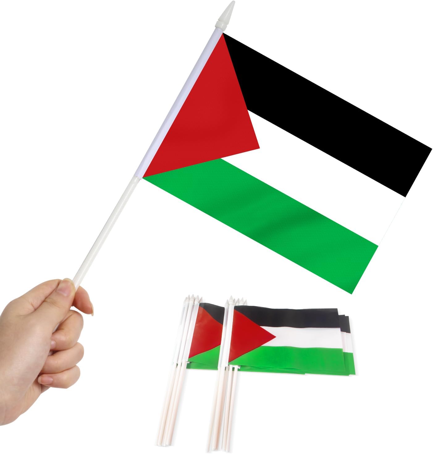 12 Banderas Palestinas Mini 5x8pulg Poste Sólido