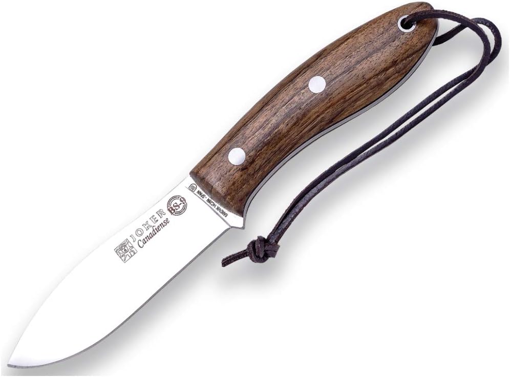 Cuchillo caza Canadiense 4.13pulg hoja SANDVIK madera funda cuero